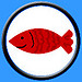 Red Herring on white circle surrounded by blue